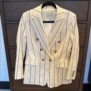 Banana Republic Cream Blazer with Brown Stripes and Gold Buttons